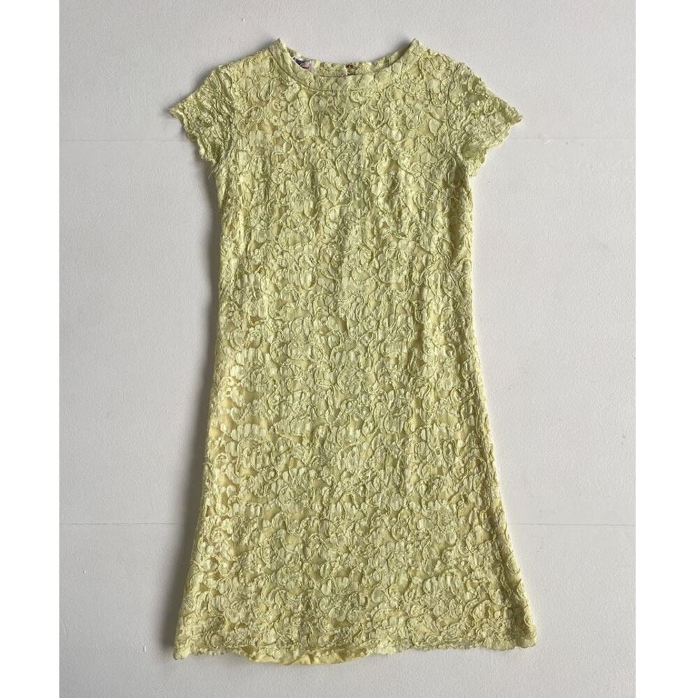 Vtg 60s Light Chartreuse Lace Mod Dress / R & K Originals / Midi / Petite Retro